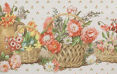 Бордюр для обоев в виде цветочных корзин с ажурно обрезанным краем Aura Kitchen Story 3 FK78464DC