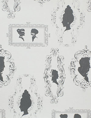 Дымчато-белые обои для стен с рисунком в виде силуэтов Aura Memories G56137