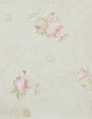 Светлые обои для стен с рисунком в виде коллажа из роз и почтовых карточек Aura Memories G56141