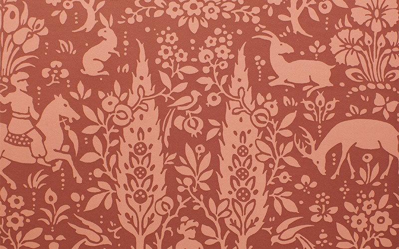Бледно-бордовые бумажные обои Aura Old England Archives M1170 рисунком лососевого цвета