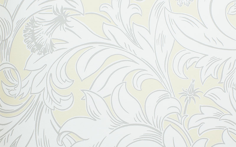 Бумажные обои Aura Old England Archives M1172 с серовато-белыми цветами на бледно-желтом фоне