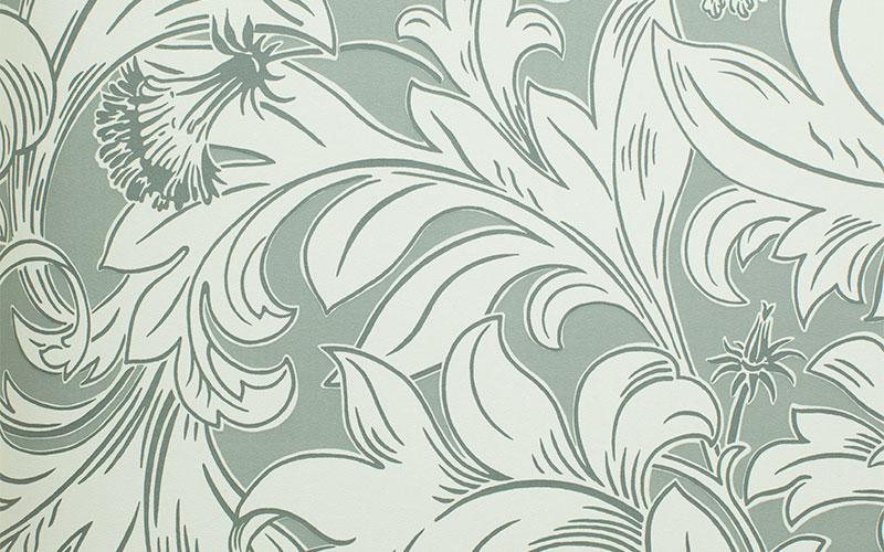 Бумажные обои Aura Old England Archives M1175 с рисунком бледно-мятного цвета на оливковом фоне