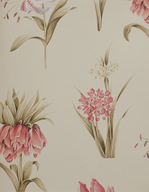 Ванильного цвета виниловые обои с ярким цветочным принтом Aura Paradise PA34236