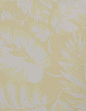 Желтые виниловые обои с белым растительным рисунком Aura Paradise PA34258