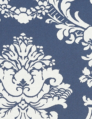 Обои сапфирово-синего цвета с белыми цветами Aura Silk Collection 3 CS35600