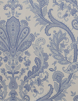Виниловые обои с голубыми цветочными орнаментами на белом фоне Aura Silks & Textures MD29431