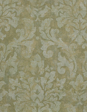 Зеленовато-желтые виниловые обои с дамасками среднего размера Aura Silks & Textures NT33750