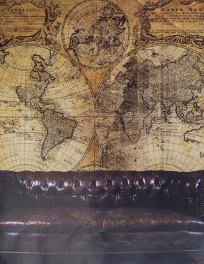 Панно – фотообои «Старинная карта мира» Aura Steampunk G45253, G45254, G45255