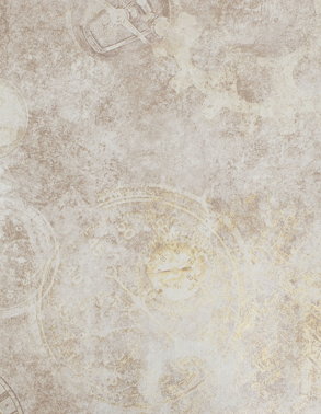 Обои цвета серый шелк со светлыми рисунками круглой формы Aura Steampunk G56222
