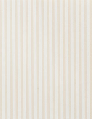 Обои для стен с узкими вертикальными полосами бежевого цвета на белом фоне Aura Stripes & Damasks