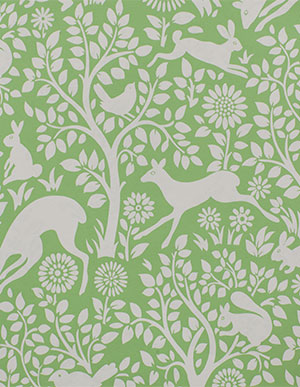 Желто-зеленые обои для стен с рисунком в виде растений и животных Aura Sunny Style FD22732