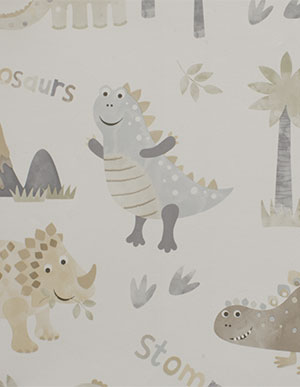 Обои для детской комнаты с динозаврами в пастельных тонах Aura Sweet Dreams G45128