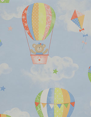 Голубые обои для детской комнаты с воздушными шарами Aura Sweet Dreams G45134