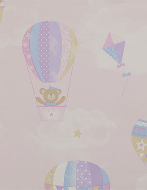 Детские розовые обои для стен с воздушными шарами Aura Sweet Dreams G45135