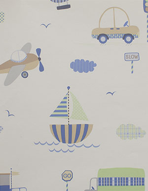 Обои для детской с рисунками самолетов, кораблей и автомобилей Aura Sweet Dreams G45162