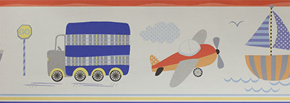 Бордюр для детских обоев с рисунками транспорта Aura Sweet Dreams G90121