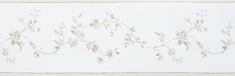 Бумажный бордюр для обоев Aura Valentine 1730-3 с растительным рисунком на фоне молочного цвета