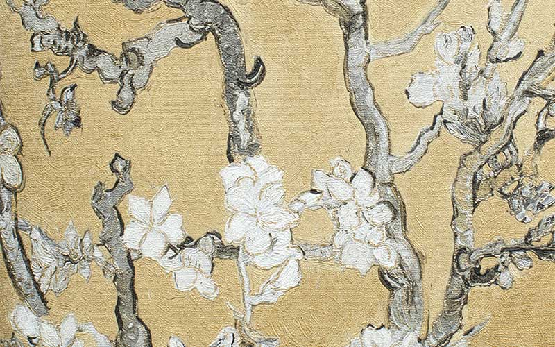 Виниловые обои BN Van Gogh 17146 бледно-глиняные под картину с цветущим деревом