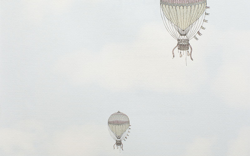 Детские обои Decowall Deco Kids 1118-02 с воздушными шарами на бледно-голубом небе