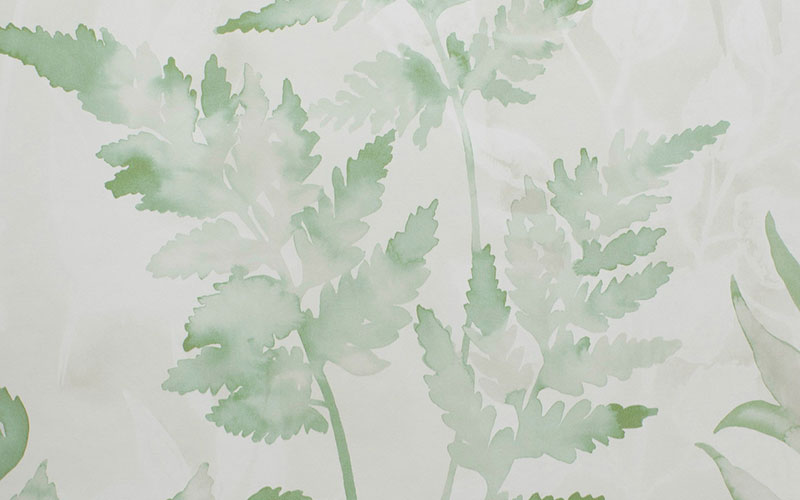 Флизелиновые обои Holden Glasshouse 90291 с зелеными растениями на серо-бежевом фоне