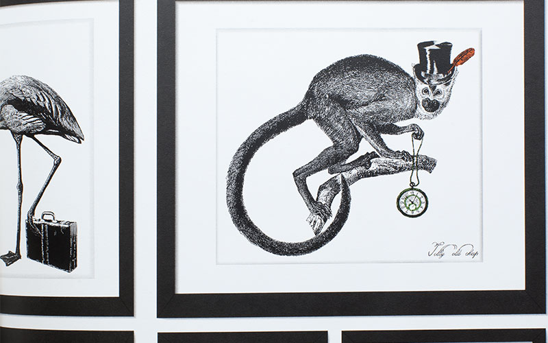 Бумажные обои Holden Imaginarium 97921 с черно-белыми ретро-картинами животных