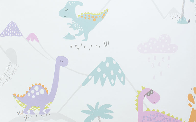 Обои для детской комнаты Holden Make Believe 12532 с разноцветными динозаврами