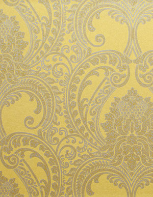 Желтые флизелиновые обои Khroma Serenade SER208 с дамасским орнаментом