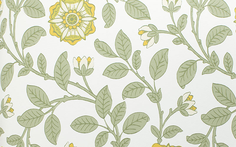 Обои Little Greene London Wallpapers 4 0251RGGUINE с бледно-салатовыми цветами