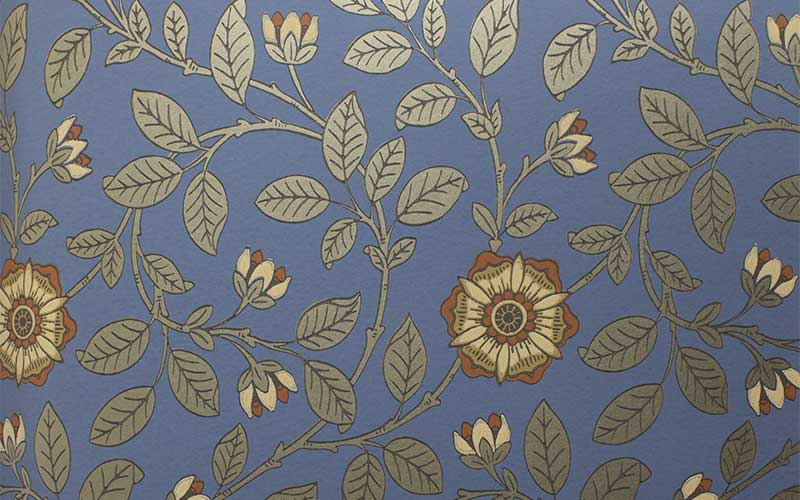 Обои Little Greene London Wallpapers 4 0251RGREVIB с розами на синем фоне