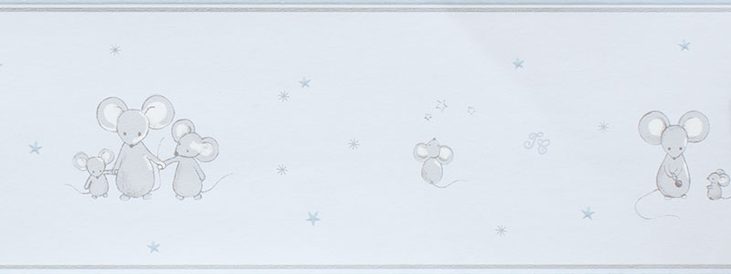 Бумажный бордюр для детской Lutece Tartine et Chocolat 11163101 с серыми мышками