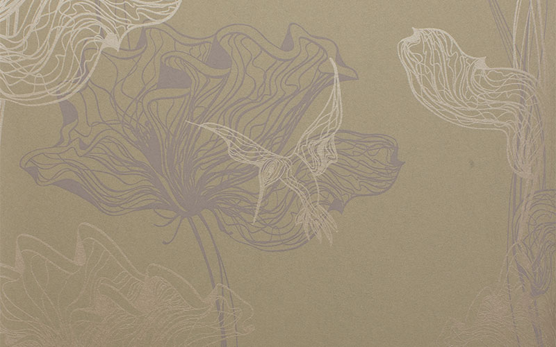 Флизелиновые обои Milassa Ambient AM8 012/5 с цветами и птицами в серо-бежевых тонах