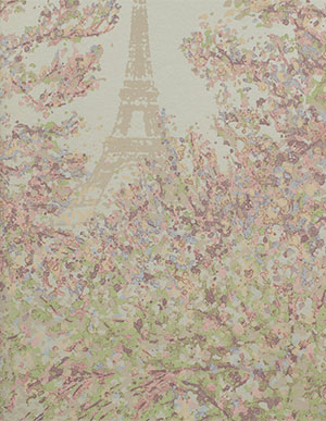 Романтичные бежевые флизелиновые обои с видами Парижа Milassa Trend 2005