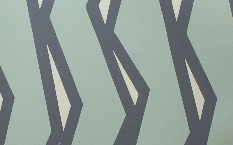 Флизелиновые обои Scion Nuevo 111815 с абстрактными полосами бирюзово-серого цвета