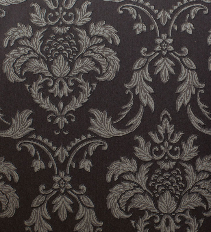 Черно-коричневые текстильные обои Rasch Textil Liaison 078052 с цветочным орнаментом