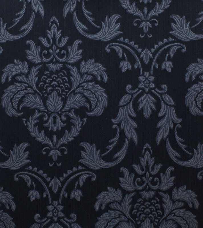 Темно-синие текстильные обои Rasch Textil Liaison 078069 с растениями