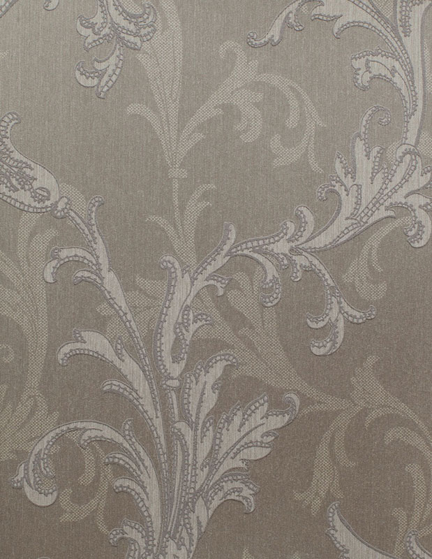 Серо-коричневые текстильные обои Rasch Textil Liaison 078243 с растениями