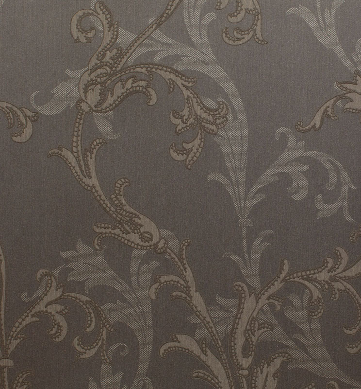 Темно-коричневые текстильные обои Rasch Textil Liaison 078250 с растениями