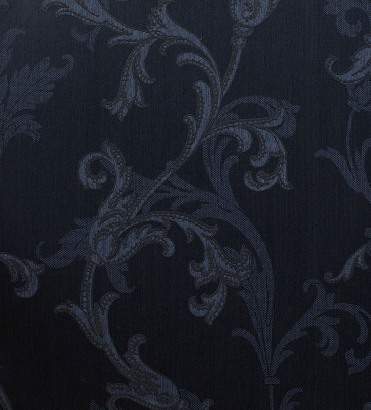 Темно-синие текстильные обои Rasch Textil Liaison 078267 с растительным узором