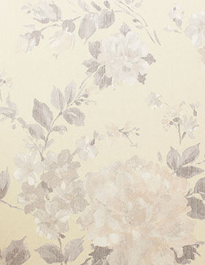 Бледно-желтые тканевые обои Rasch Textil Lyra 077161 с цветами
