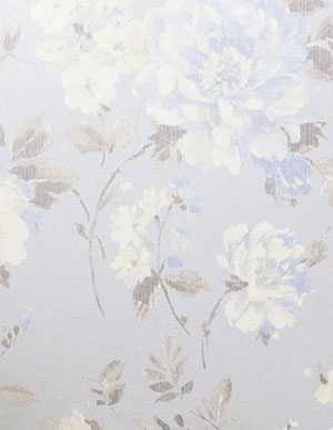Серо-голубые текстильные обои Rasch Textil Lyra 077505 с цветами
