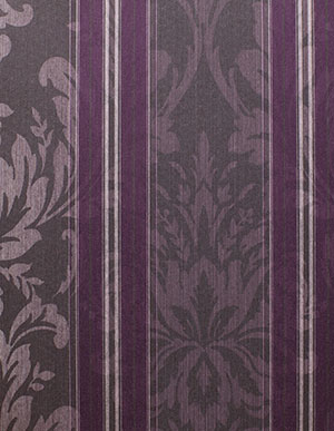 Фиолетовые текстильные обои Rasch Textil Mirage 079219 с полосами и дамасками