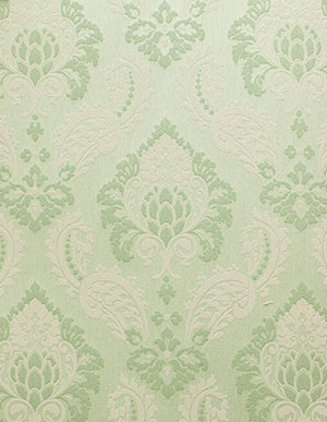 Светло-зеленые текстильные обои Rasch Textil Orchestra 075853 с орнаментом-дамаском