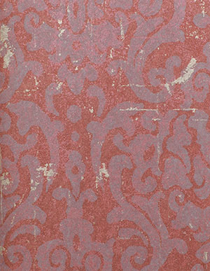 Состаренные текстильные обои Rasch Textil Tintura 227399 с красным флористическим орнаментом