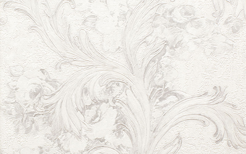 Жемчужно-белые виниловые обои Roberto Cavalli Home 6 RC 17053 с цветочным узором