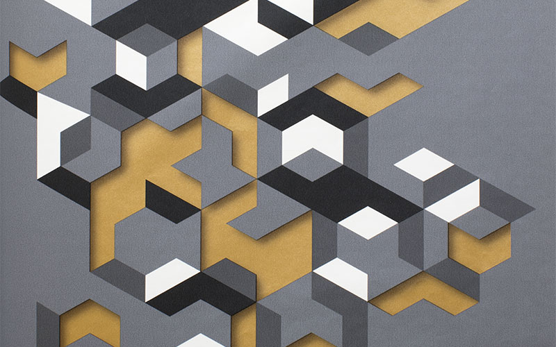 Виниловые обои Ugepa Hexagone L57702 серые с геометрической абстракцией