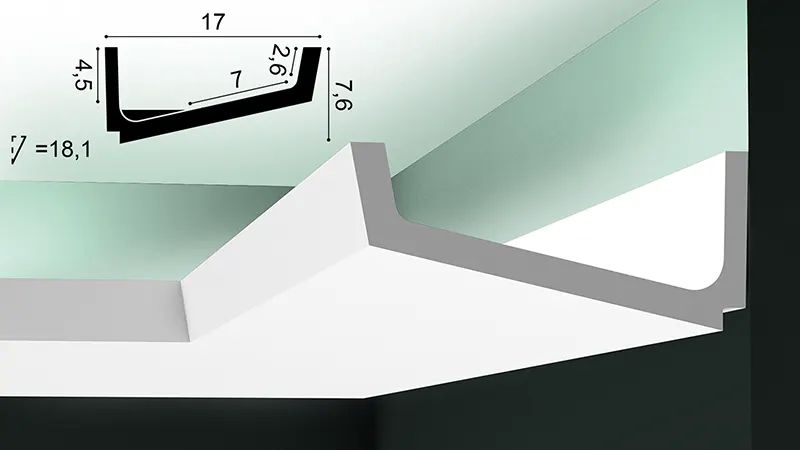 Полиуретановый потолочный плинтус Orac Decor C352 Flat под подсветку
